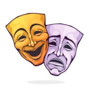 Comedy and tragedy theater masks illustration.